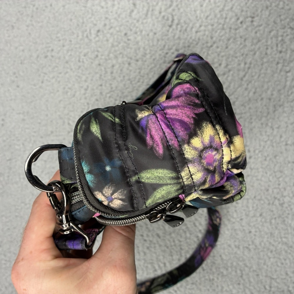 Lug Trolley Crossbody Purse Bag Black Floral Bloom Print Convertible - Picture 6 of 12